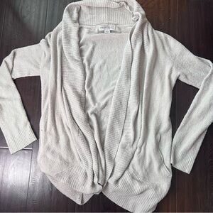 Barefoot Dreams Open-Front Shawl Collar Cardigan - Light Cream